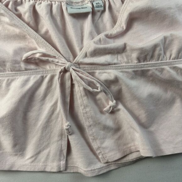 Aritzia Sunday Best XL Tie Front Milkmaid Babydoll Top Pink Peplum Tie Front - Picture 4 of 5